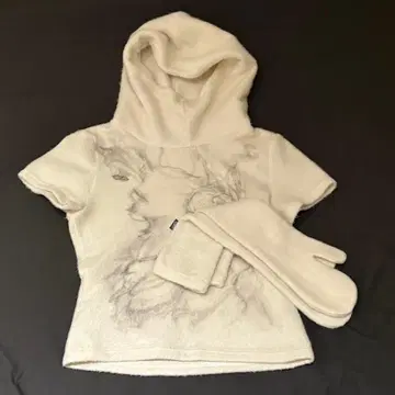 Hugyourskin 퍼 후드 셋업 (화이트)