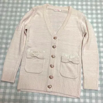 TRALALA 레어 핑크 리본 가디건