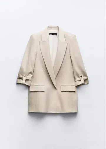 ZARA 린넨 블렌드 롤업 슬리브 자켓