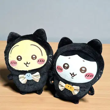 치이카와 (먼작귀) 검은 고양이 봉제 인형 토끼 하치와레 2개 세트