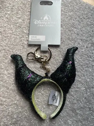 새상품 상하이 디즈니 말레피센트 머리띠 키링 키체인