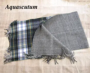 Aquascutum 리버서블 머플러 글렌체크 x 타탄 체크