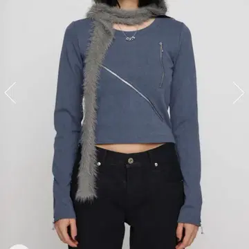 [ LAGUA GEM ] ZIP VINTAGE CUT 상의 블루