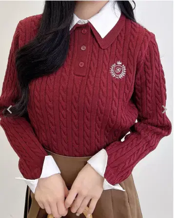 INGNI 더블 컬러 케이블 폴로 니트