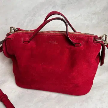 [ 레어 ] BALLY 발리 2way 스웨이드 천연 가죽 핸드백 레드