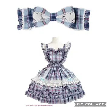 Heart 가슴 장식 스커트 (타탄) 색스 Angelic Pretty