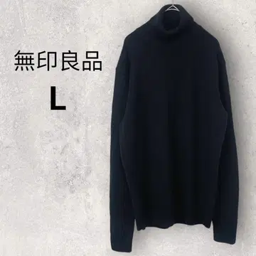 무인양품 긴팔 터틀넥 니트 스웨터 L 블랙 울 100%