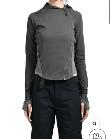 HOODED ASYMMETRIC ZIP TOP