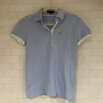 23구 골프 여성용 반팔 스카이블루 오픈 카라 셔츠 M 티셔츠 골프웨어