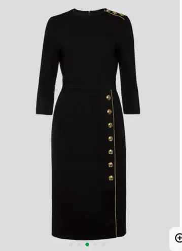 ESCADA 블랙 골드 버튼 원피스