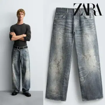 ZARA 프린트 배기 데님 44