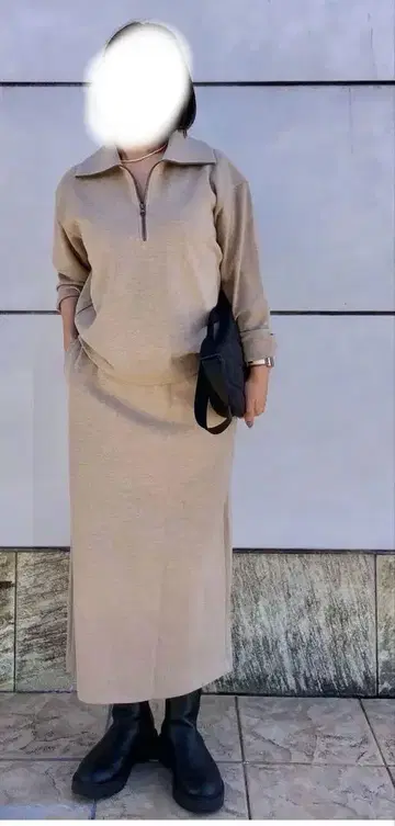 하프 지퍼 스커트 셋업 유니클로