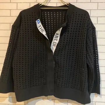 eimee law 메쉬 7부 소매 가디건 블랙