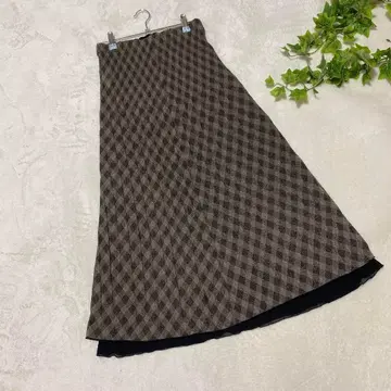 465 비안테 [ F ] 플리츠 스커트 체크 무늬 허리 밴딩 안감 있음