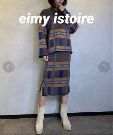 [ 새상품급 ] eimy istoire 랜덤 체크 니트 셋업 스커트