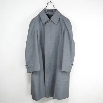 G6881*SANYO 산요 체크 무늬 스텐카라 코트 그레이