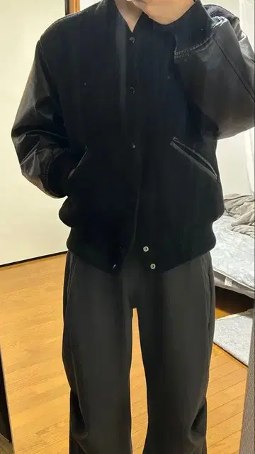 Beams 바시티 자켓 가죽