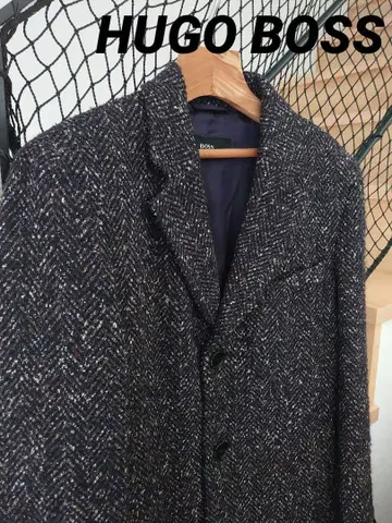 HUGOBOSS 체스터 코트 롱 코트 헤링본 휴고보스