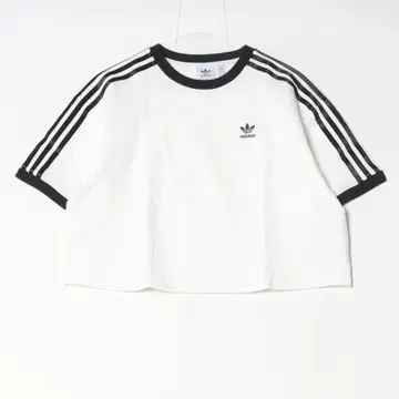 쓰리 스트라이프 루즈 크롭 반팔 T셔츠 adidas