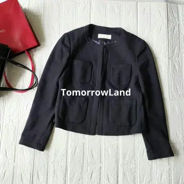 투모로우랜드 실크 혼방 네이비 노카라 자켓 M