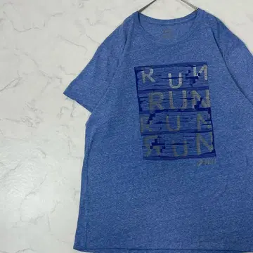 asics 빅 사이즈 로고 프린트 멜란지 리브 반팔 T셔츠 XL