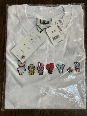 BT21 캐릭터 자수 T셔츠 M 사이즈 화이트