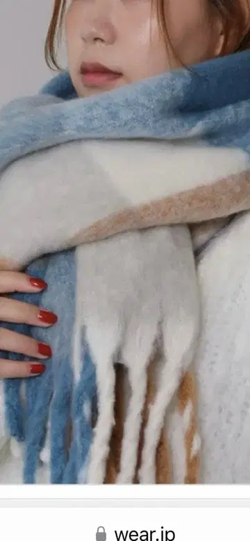 체크 무늬 굵은 프린지 머플러 새상품 emesuelee