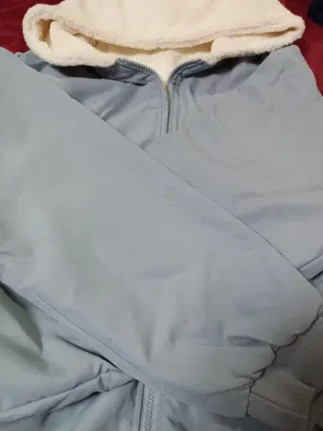 새상품 블루종 리버서블 후드티 후드 부착 톤 다운 스카이블루 L 2