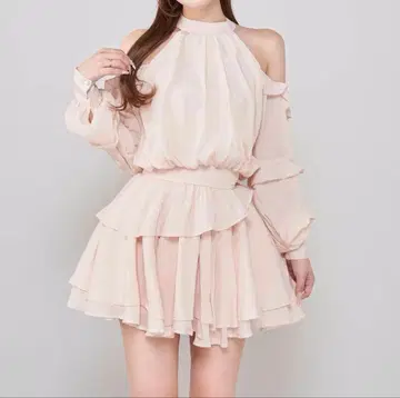 Darich 볼륨 쉬폰 미니 원피스 FL 핑크