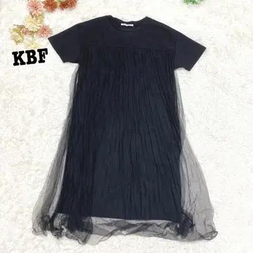 s.1493 [KBF] 반팔 무릎 아래 튤 원피스 블랙 F 사이즈