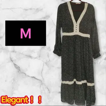 1점 in loom 꽃무늬 블랙 원피스 M 안감 포함 엘레강트