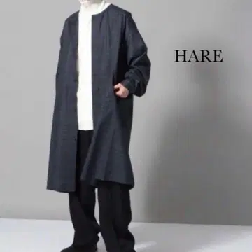 HARE BIG 글렌체크 노카라 셔츠 S