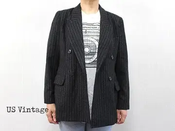 형태 [미국 빈티지 의류] 핀스트라이프 패턴 더블 브레스트 테일러드 자켓