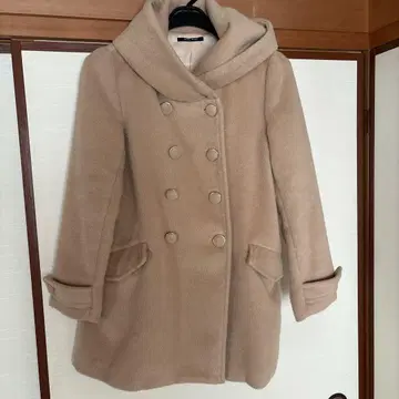 베이지 플리스 더블 브레스트 코트