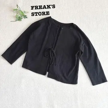 s.1529 [프릭스스토어] 긴팔 가디건 리본 블랙 F 사이즈