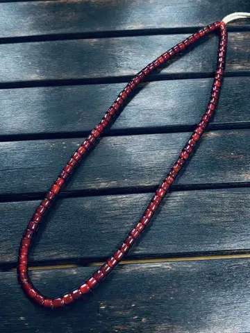 [ 피빨간색 반투명 ] 앤티크 화이트하트 비즈 60cm