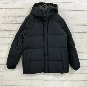 [ 유니클로 ] 후드 부착 다운 자켓 블랙 XL 사이즈 페더 혼방