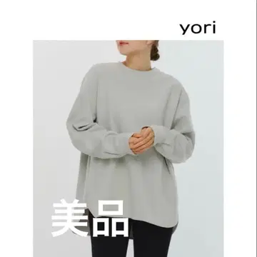새상품급 yori 헴 라운드 티 그레이