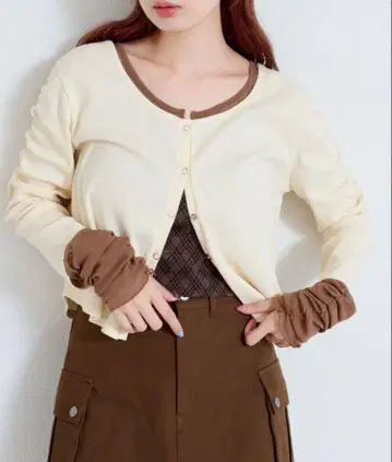 Kastane 소매 튤 골지 가디건 포켓 트윌 미니 스커트 세트