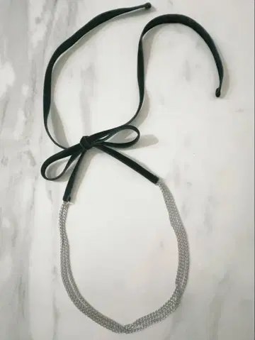 핸드메이드 벨벳 x 체인 목걸이