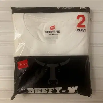 2장 세트 Hanes BEEFY 반팔 티셔츠 화이트 XL H5180-2