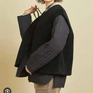 뷰티 앤 유스 M 블랙 보아 x 퀼팅 자켓 3way