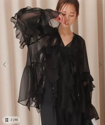 habi 프릴 블라우스 프릴 블라우스 블랙 블랙