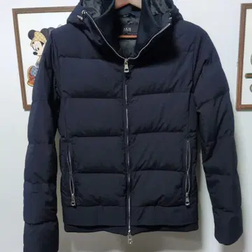 AKM 후드 부착 다운 자켓 네이비