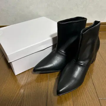 부츠 와이드 샤프트 숏부츠 여성용 L 블랙