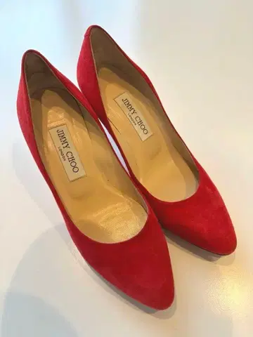 JIMMY CHOO 레드 스웨이드 하이힐 37 사이즈