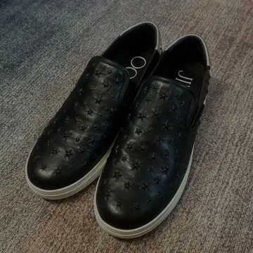 Jimmy Choo 블랙 가죽 스니커즈 슬립온