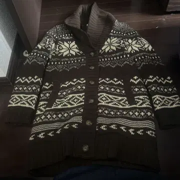 브라운 노르딕 무늬 니트 가디건