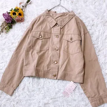 새상품*마제스틱 레곤 데님 자켓 리본 크롭 기장 베이지