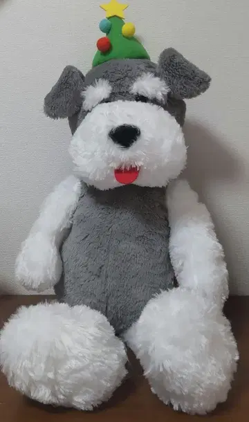 슈나와 밥의 크리스마스 강아지 봉제 인형 크리스마스 모자 포함